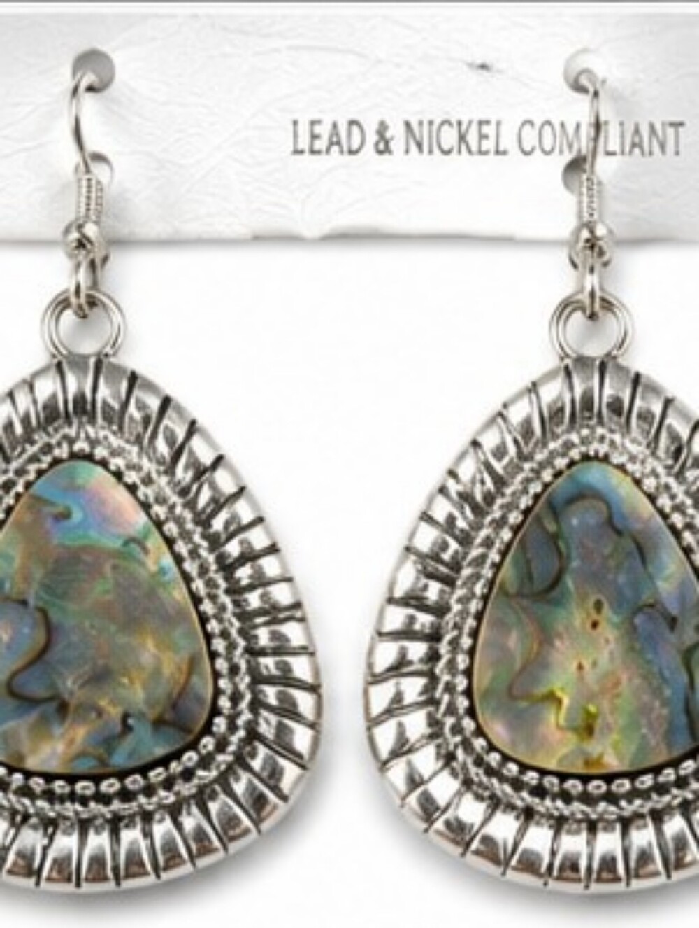 Natural Abalone Shell Statement Necklace & Earrings Set NWT Rhodium Plated Silve - Picture 5 of 9
